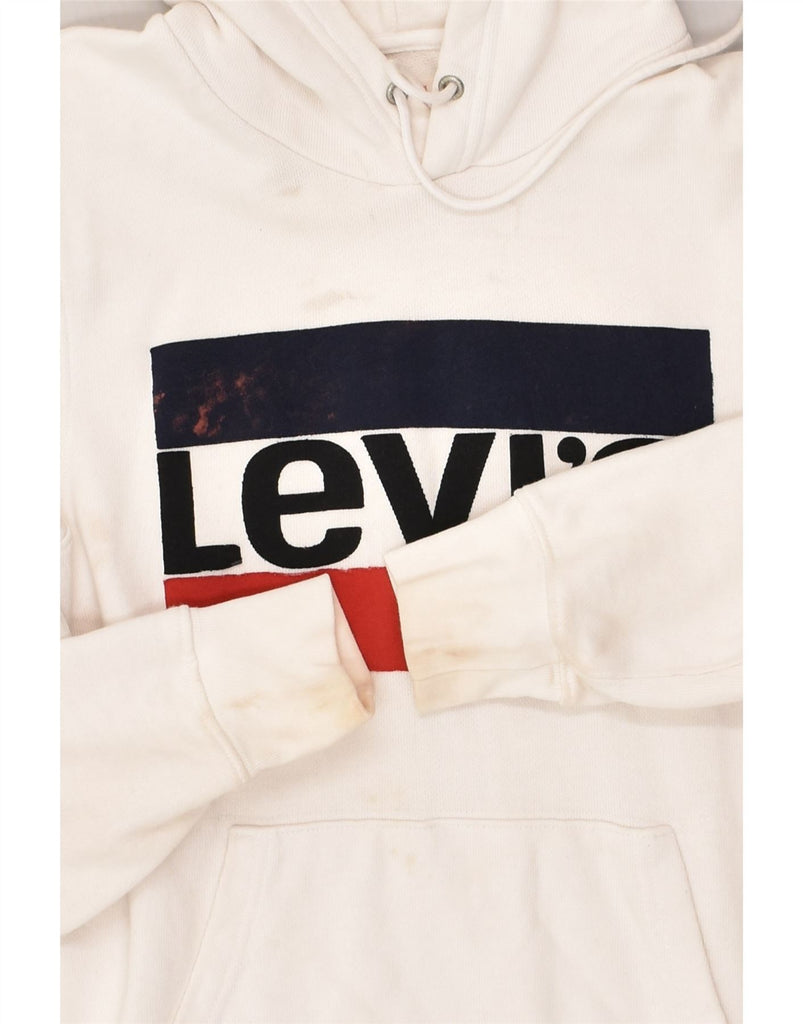 LEVI'S Mens Graphic Hoodie Jumper XS White Cotton | Vintage Levi's | Thrift | Second-Hand Levi's | Used Clothing | Messina Hembry 