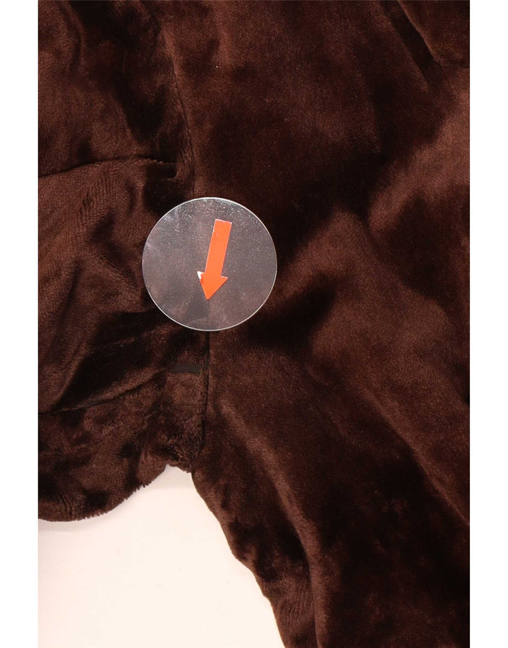 Vintage Womens Velvet Overcoat UK 14 Medium Brown