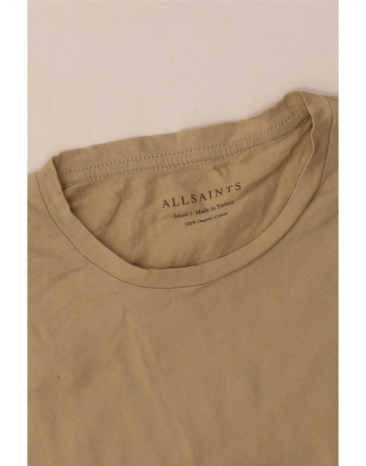 All Saints Mens T-Shirt Top Small Beige Cotton