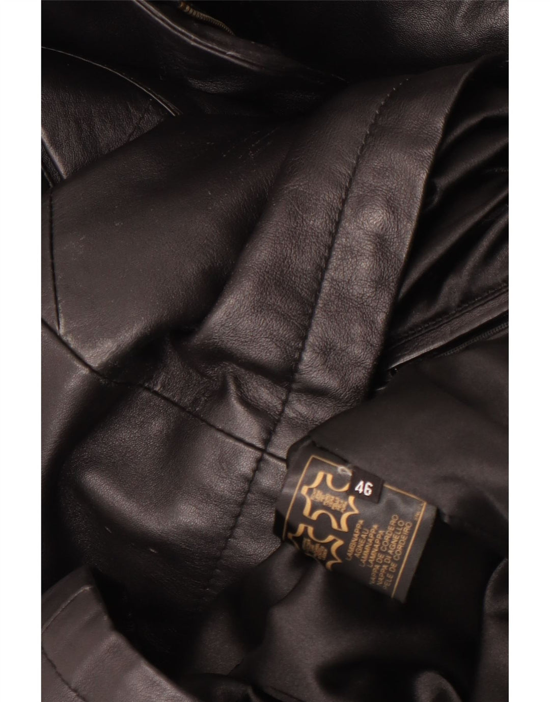 Vintage Womens Hooded Oversized Leather Coat EU 46 XL Black Leather