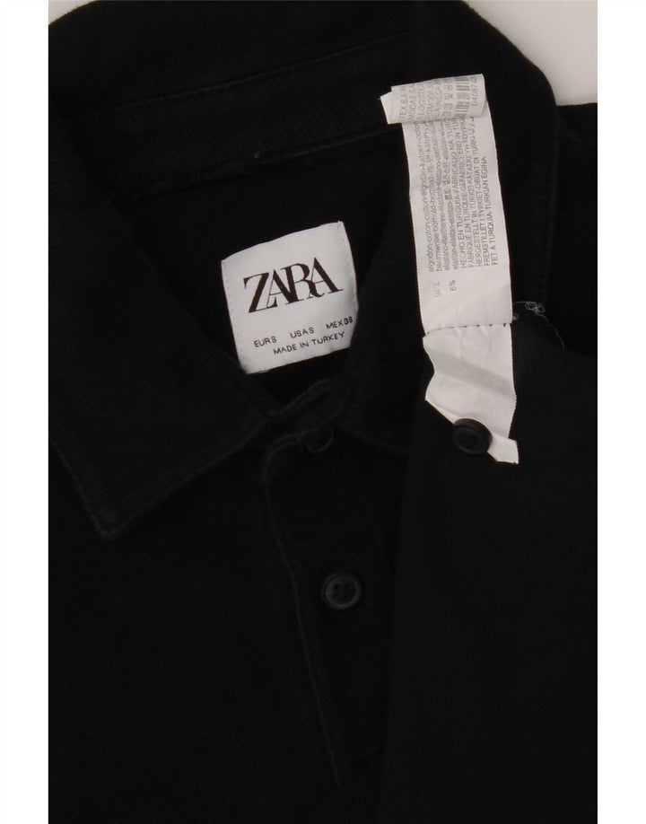 Zara Mens Polo Shirt Small Black Cotton
