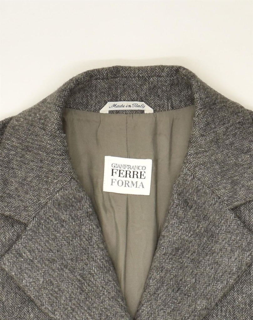 GIANFRANCO FERRE Womens 3 Button Blazer Jacket UK 14 Large Grey | Vintage Gianfranco Ferre | Thrift | Second-Hand Gianfranco Ferre | Used Clothing | Messina Hembry 