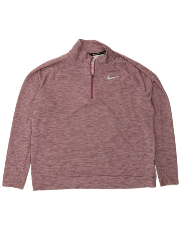 Nike Mens Running Zip Neck Top Long Sleeve XL Red Flecked Polyester Sports