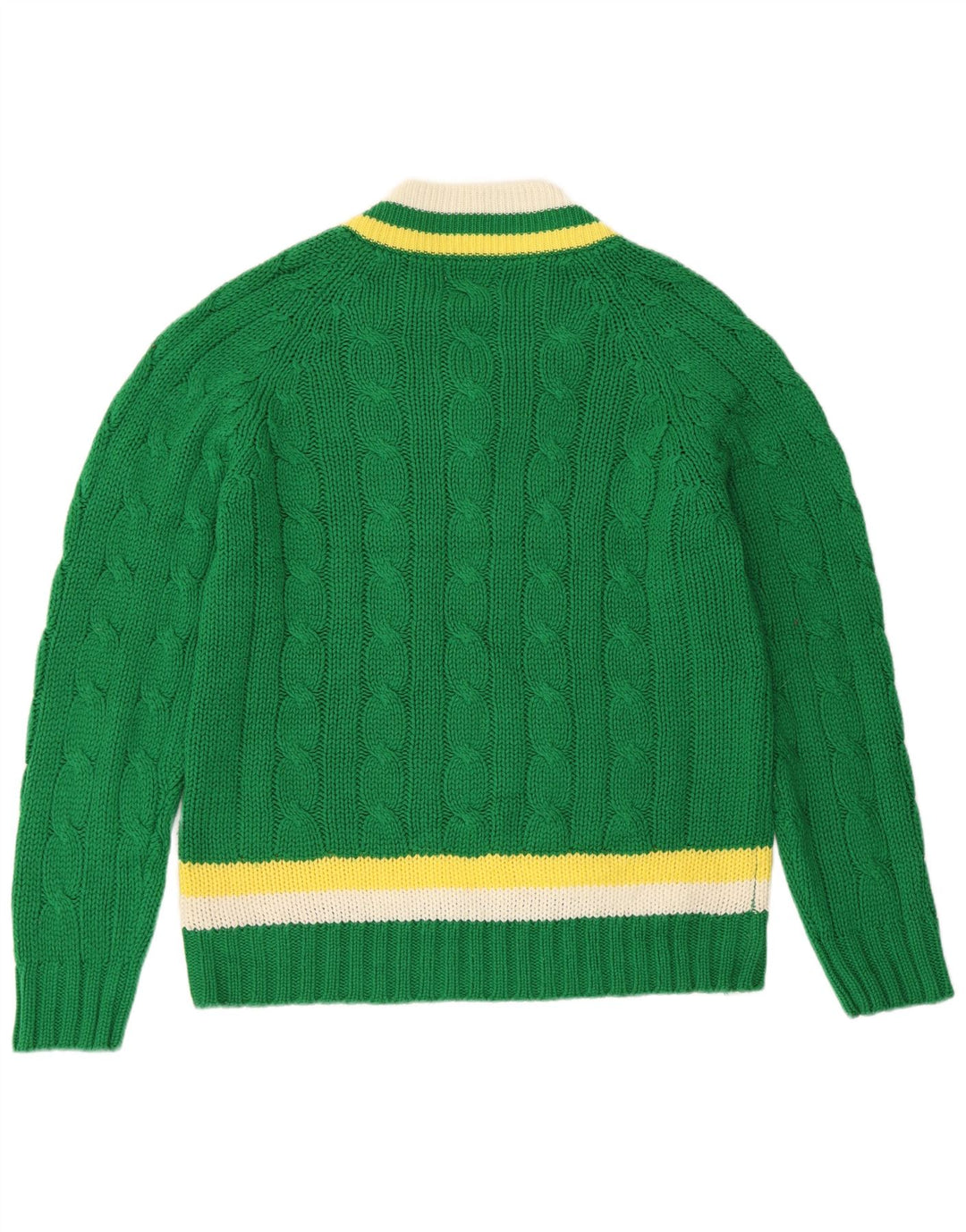 VINTAGE Womens V-Neck Jumper Sweater UK 16 Large Green Striped