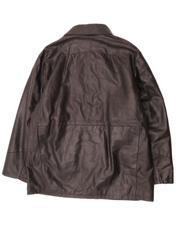 Vintage Mens Leather Jacket IT 54 2XL Black Leather