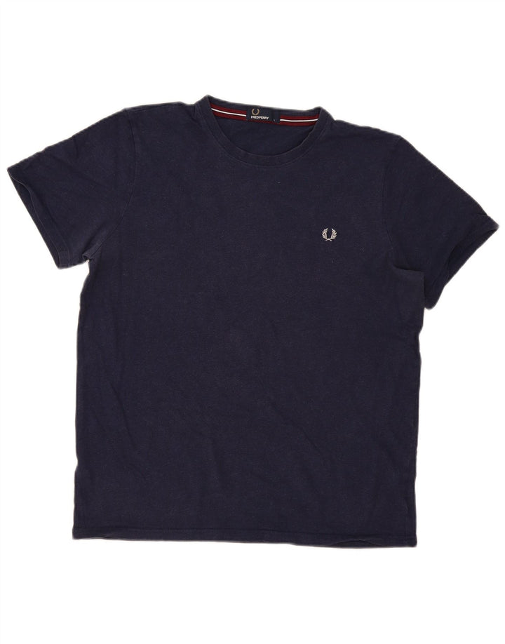 Fred Perry Mens T-Shirt Top Large Navy Blue Cotton