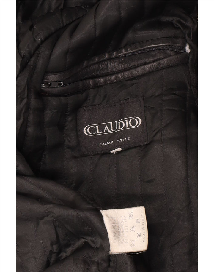 Claudio Mens Leather Jacket UK 42 XL Black Leather