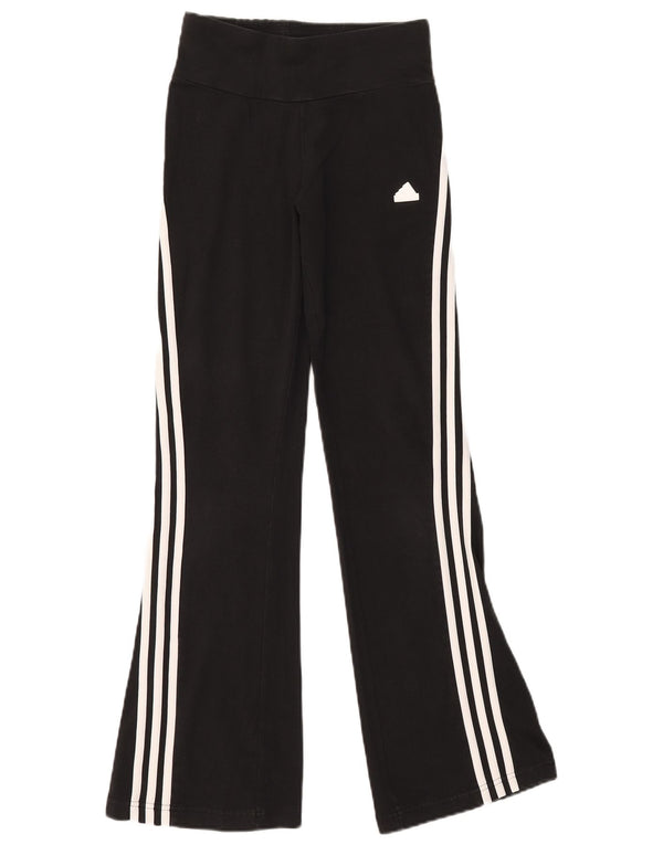 Adidas Girls Flare Tracksuit Trousers 13-14 Years  Black Cotton