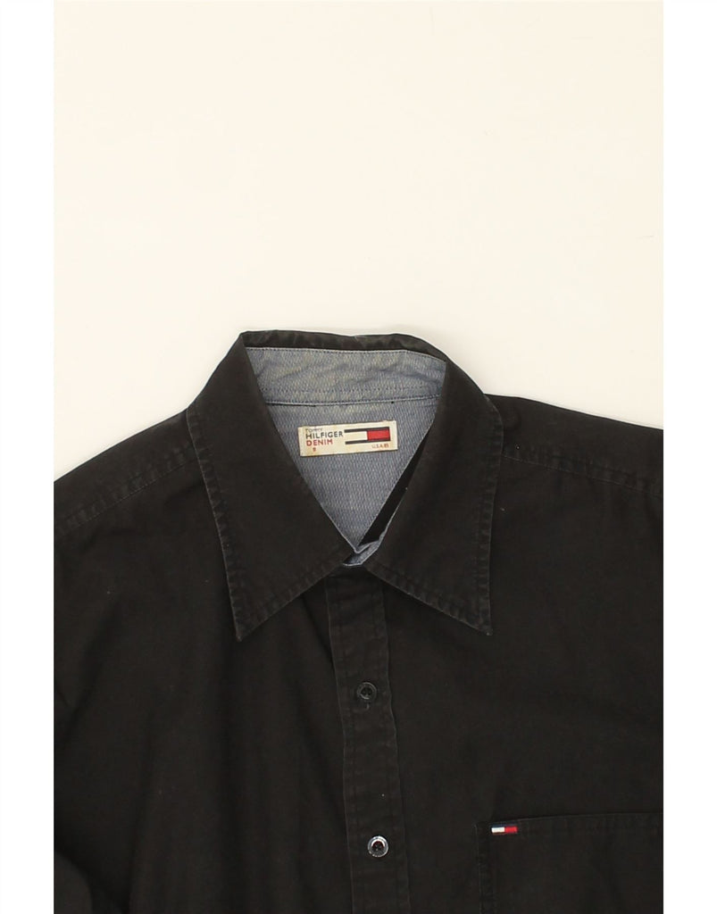 TOMMY HILFIGER Mens Shirt Small Black Cotton | Vintage Tommy Hilfiger | Thrift | Second-Hand Tommy Hilfiger | Used Clothing | Messina Hembry 