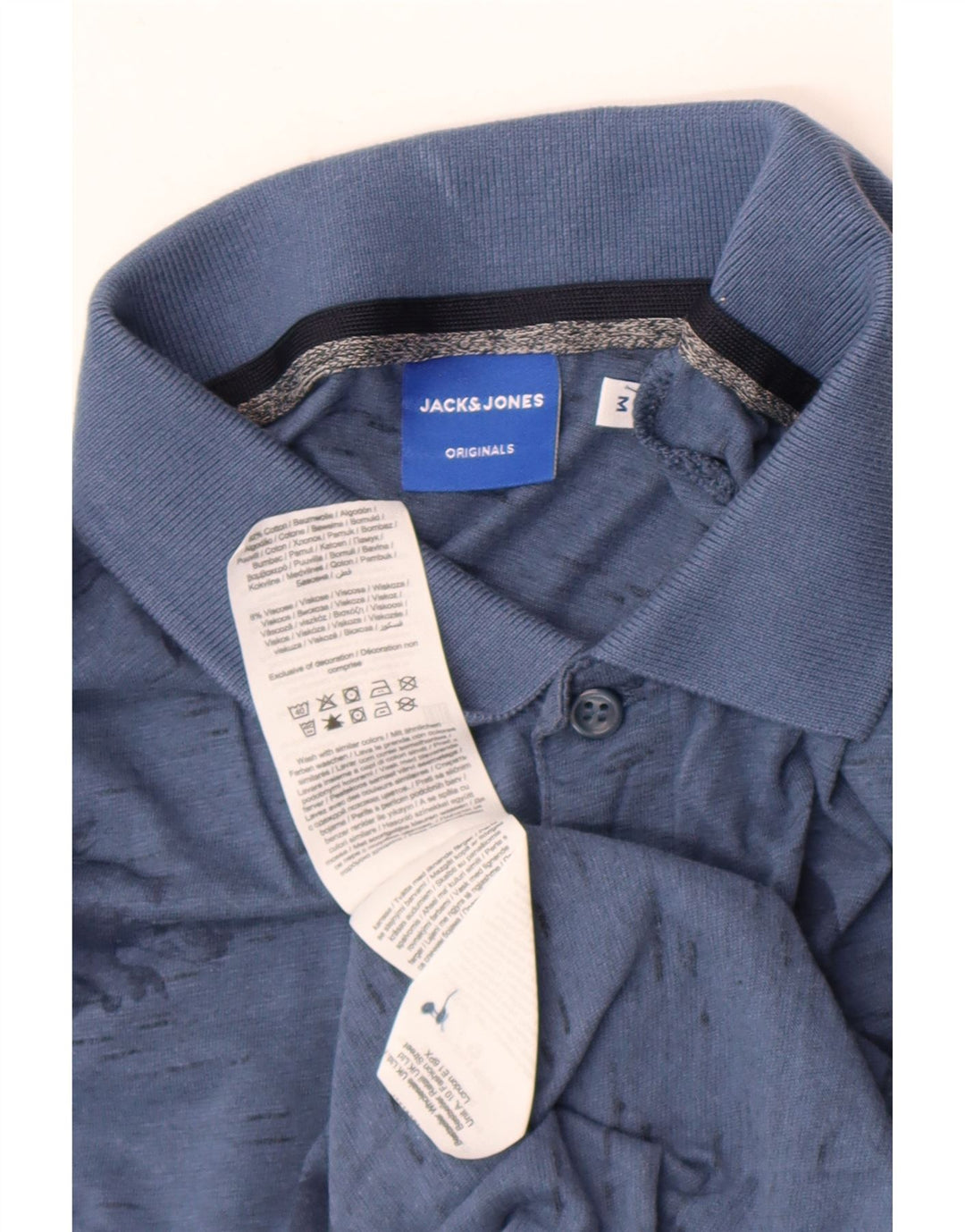 Jack & Jones Mens Polo Shirt Medium Blue Floral Cotton