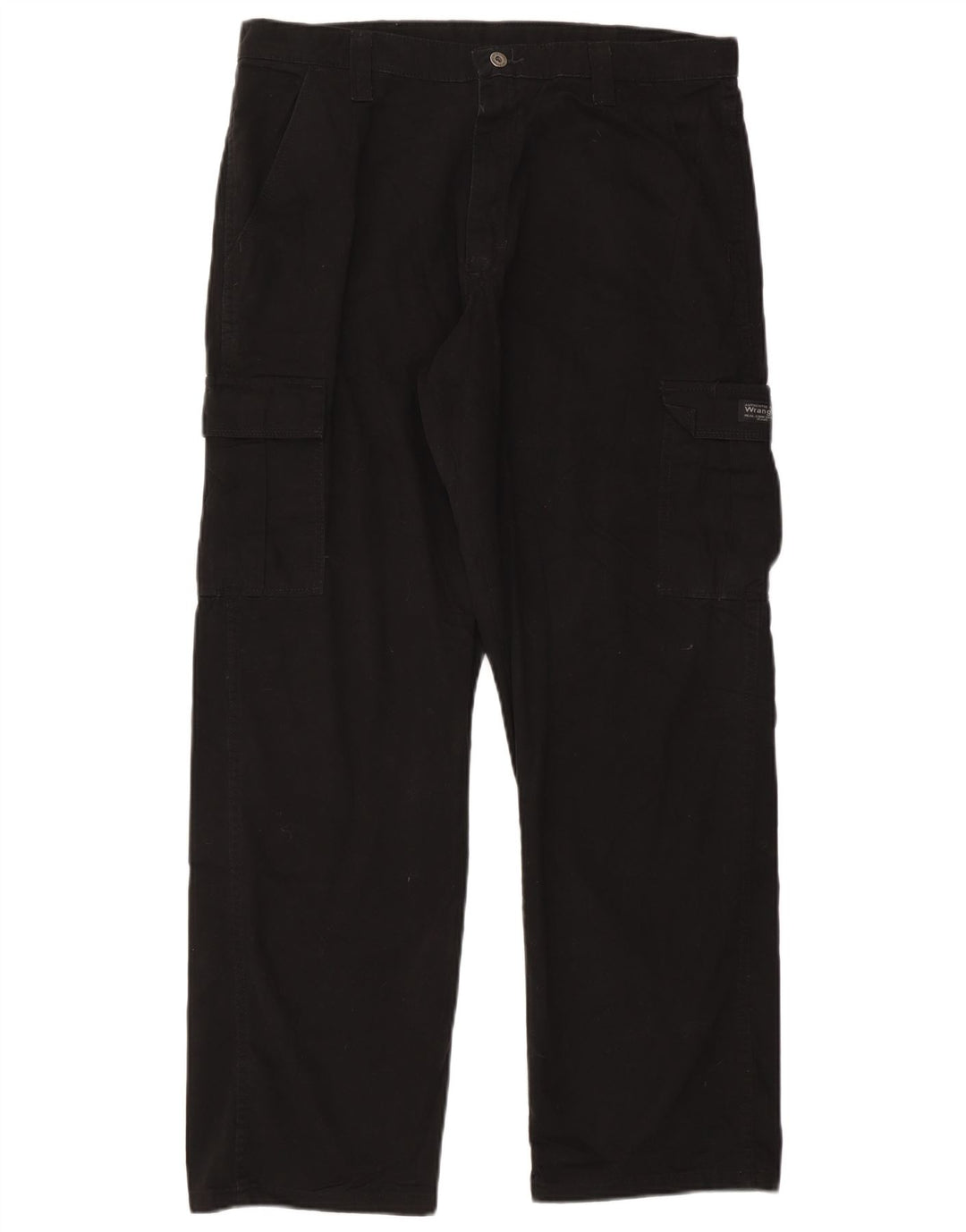 WRANGLER Mens Straight Cargo Trousers W36 L32  Black Cotton