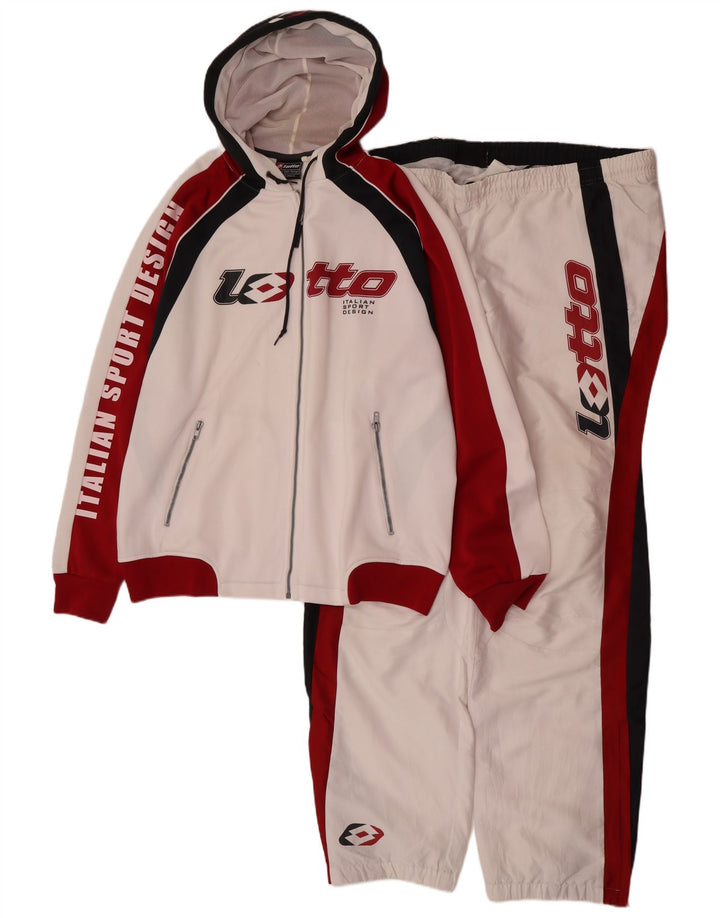 Lotto Mens Graphic Full Tracksuit 2XL White Colourblock Polyester