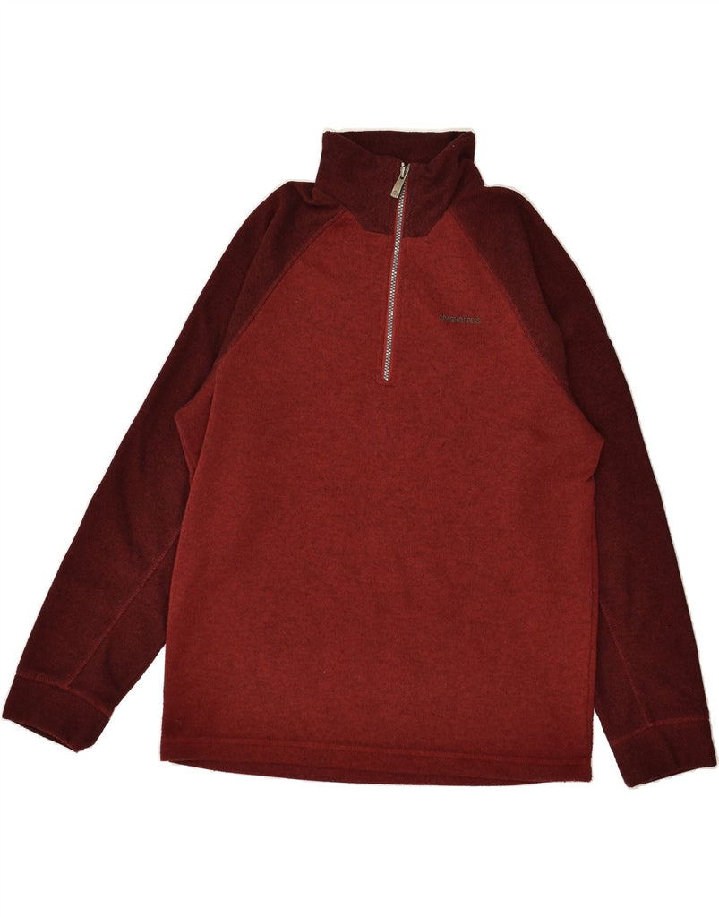 CRAGHOPPERS Mens Zip Neck Jumper Sweater Large Maroon Colourblock | Vintage CRAGHOPPERS | Thrift | Second-Hand CRAGHOPPERS | Used Clothing | Messina Hembry 