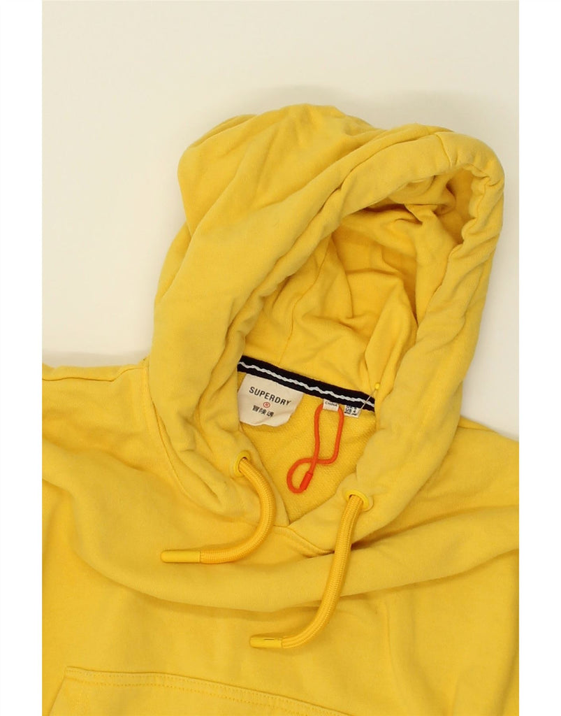 SUPERDRY Womens Crop Graphic Hoodie Jumper UK 8 Small Yellow Cotton | Vintage Superdry | Thrift | Second-Hand Superdry | Used Clothing | Messina Hembry 