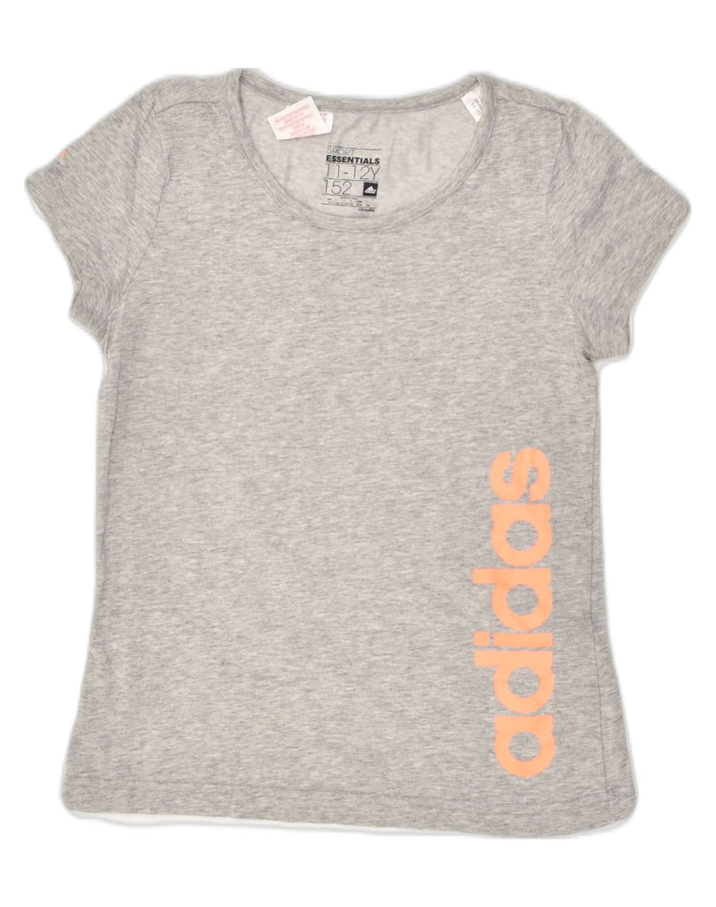 ADIDAS Girls Graphic T-Shirt Top 11-12 Years Grey Cotton | Vintage Adidas | Thrift | Second-Hand Adidas | Used Clothing | Messina Hembry 