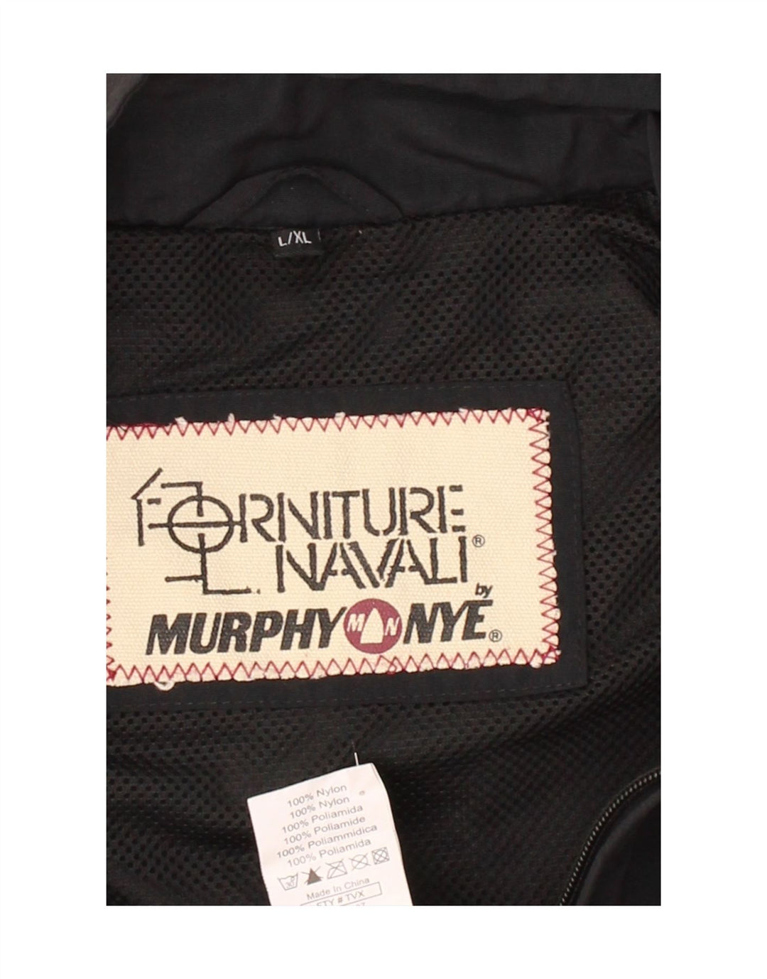 MURPHY & NYE Mens Hooded Tracksuit Top Jacket Large Black Colourblock Vintage Murphy & Nye and Second-Hand Murphy & Nye from Messina Hembry 