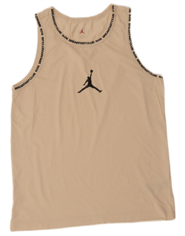 Jordan Mens Dri Fit Graphic Vest Top Medium Beige Cotton