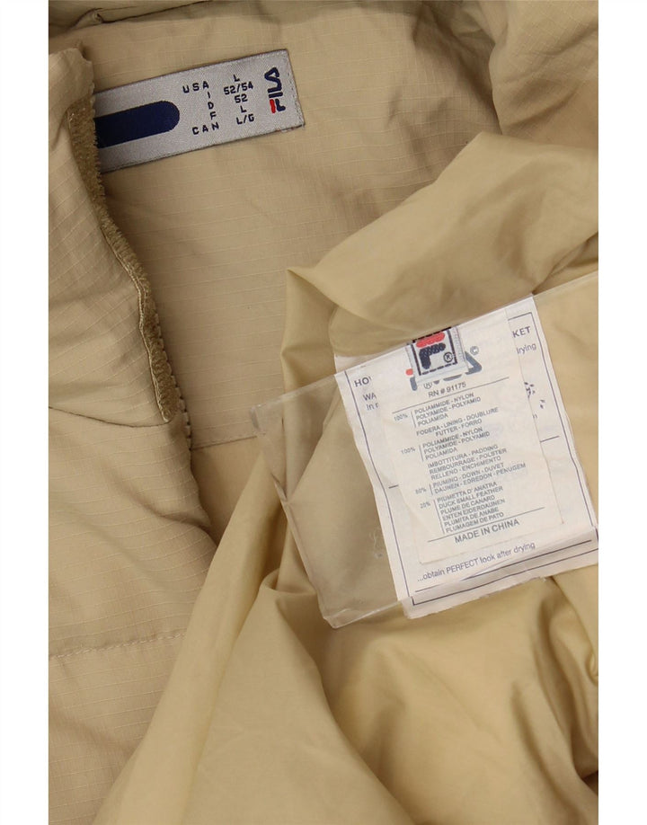 Fila Mens Padded Coat UK 40 Large Beige Nylon