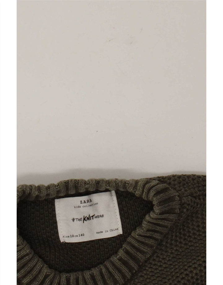 Zara Boys Crew Neck Jumper Sweater 9-10 Years Khaki