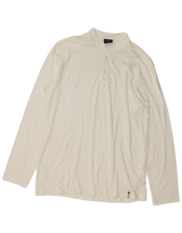 Trussardi Mens Long Sleeve Polo Shirt XL White Cotton