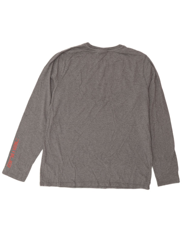 Animal Mens Graphic Top Long Sleeve Large Grey Flecked Cotton