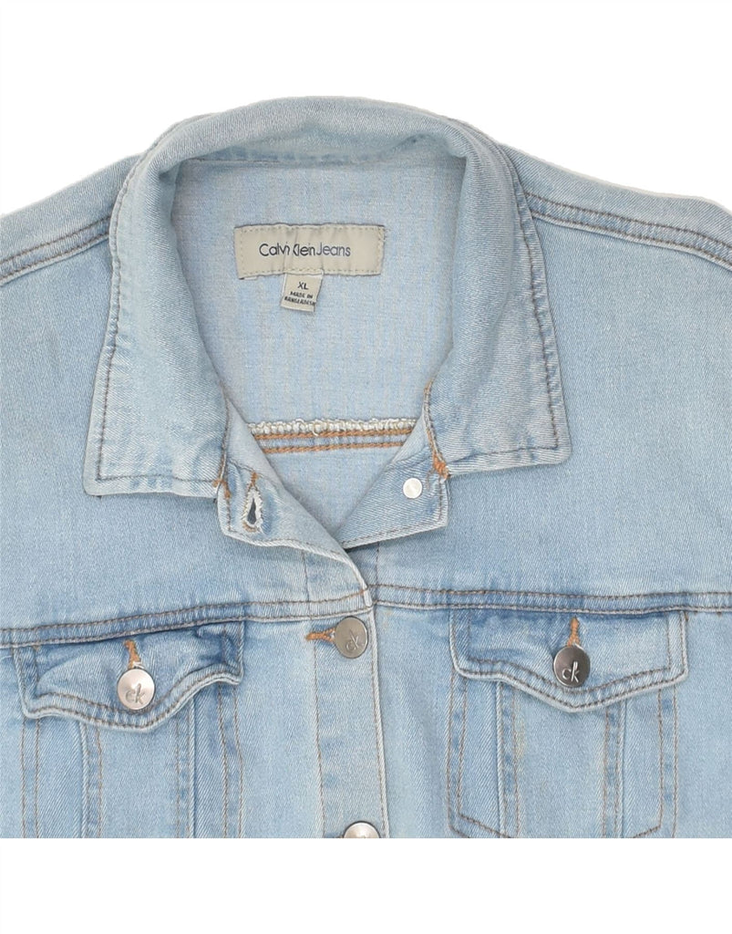 CALVIN KLEIN Womens Denim Jacket UK 18 XL Blue Cotton | Vintage Calvin Klein | Thrift | Second-Hand Calvin Klein | Used Clothing | Messina Hembry 