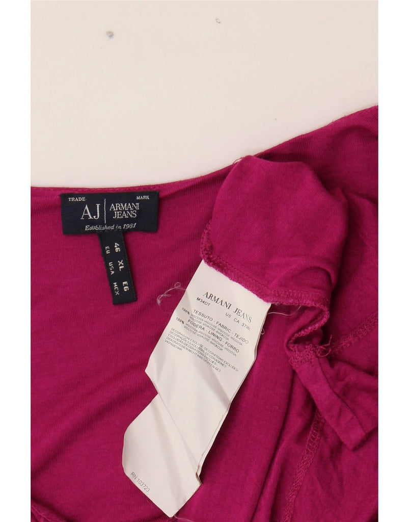 ARMANI JEANS Womens Top Long Sleeve UK 18 XL Pink Viscose Vintage Armani Jeans and Second-Hand Armani Jeans from Messina Hembry 