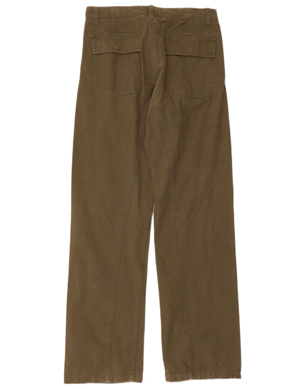 Vintage Mens Straight Trousers IT 48 Medium W32 L34 Khaki Striped Cotton