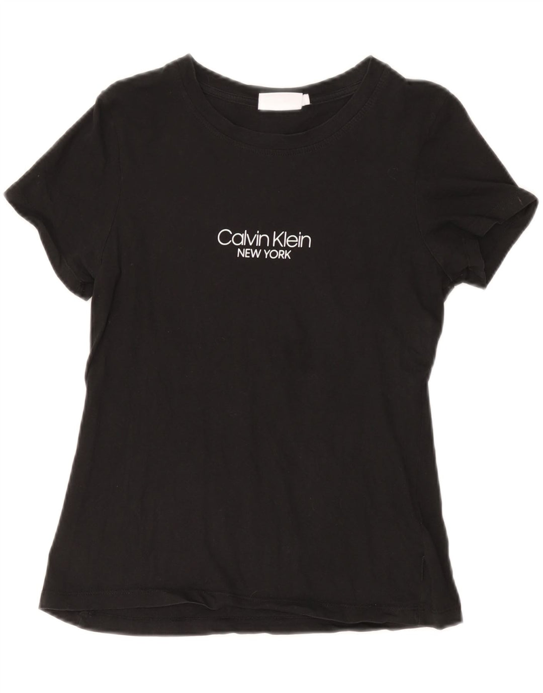 CALVIN KLEIN Womens Graphic T-Shirt Top UK 12 Medium Black Cotton