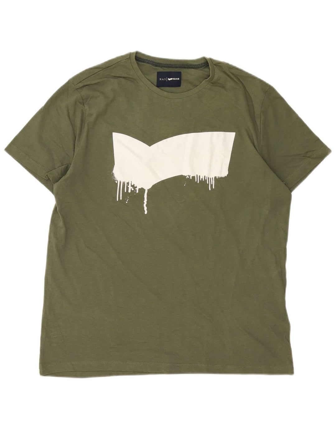 Gas Mens Graphic T-Shirt Top Large Green Cotton