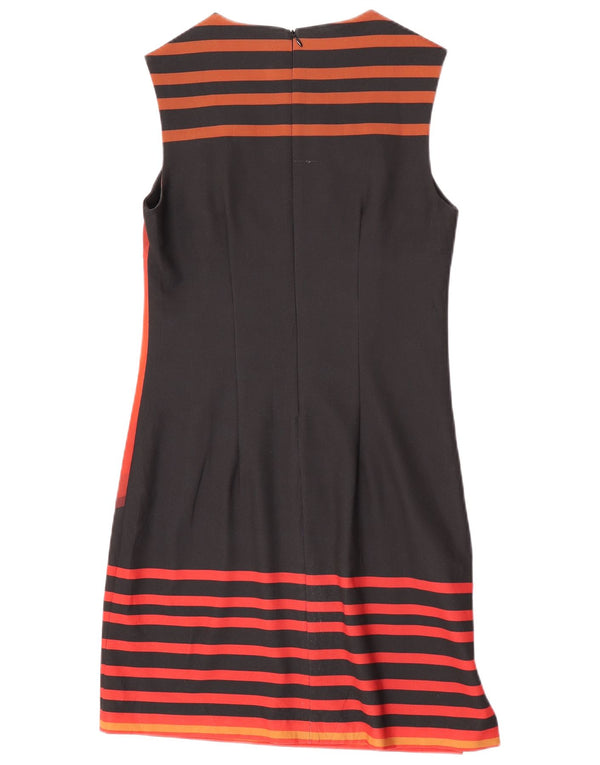 Desigual Womens Graphic Sleeveless Shift Dress EU 38 Medium Black Striped
