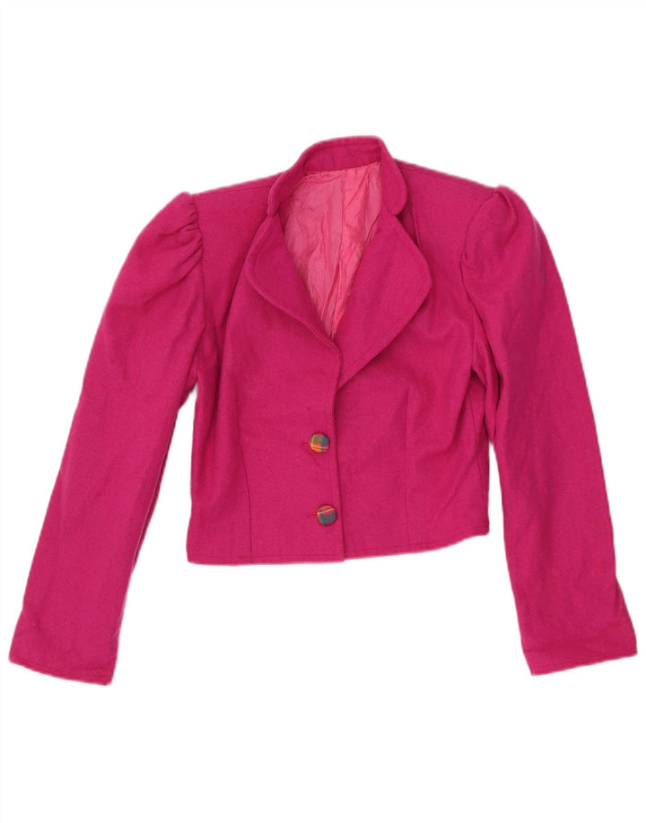 VINTAGE Womens Crop 2 Button Blazer Jacket UK 6 XS Pink