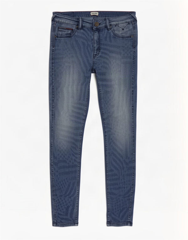 Tommy Hilfiger Womens Skinny Jeans W28 L30 Blue Geometric Cotton