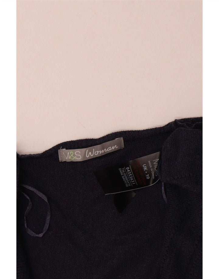 Marks & Spencer Womens Short Sleeve Cardigan Top UK 10 Small Navy Blue