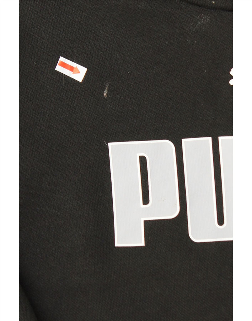 PUMA Womens Graphic Hoodie Jumper UK 16 Large Black Cotton Vintage Puma and Second-Hand Puma from Messina Hembry 