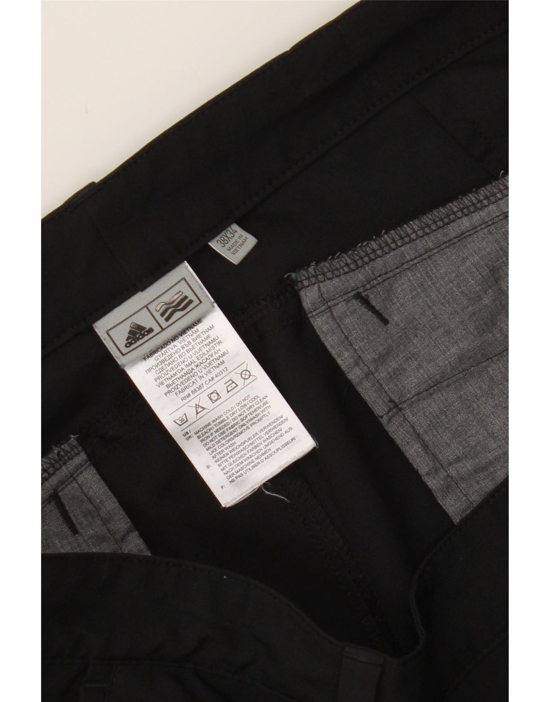 ADIDAS Mens Straight Chino Trousers W38 L31 Black Polyester Vintage Adidas and Second-Hand Adidas from Messina Hembry 