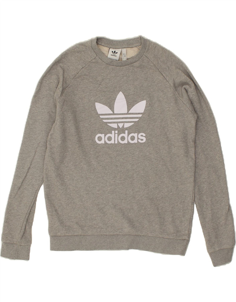 ADIDAS Mens Graphic Sweatshirt Jumper Medium Grey Cotton | Vintage Adidas | Thrift | Second-Hand Adidas | Used Clothing | Messina Hembry 