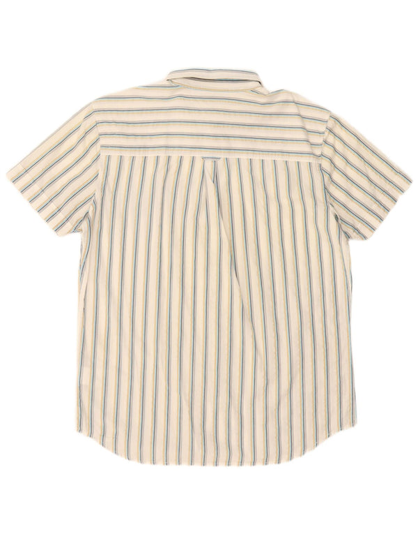 Lee Mens Short Sleeve Shirt Large White Striped Cotton