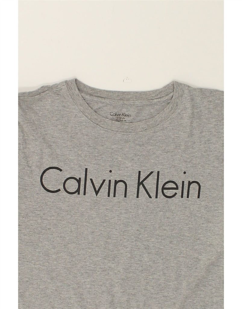 CALVIN KLEIN Boys Graphic Top Long Sleeve 12-13 Years Grey Cotton | Vintage Calvin Klein | Thrift | Second-Hand Calvin Klein | Used Clothing | Messina Hembry 