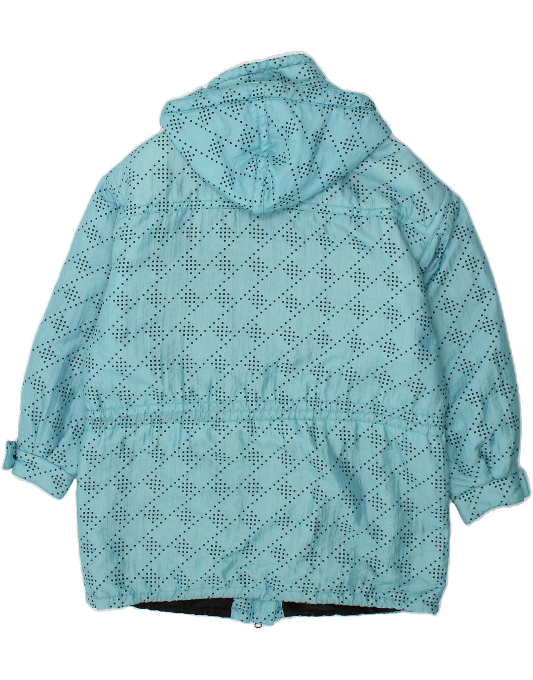VINTAGE Womens Hooded Windbreaker Coat EU 40 Medium Blue Spotted Vintage Vintage and Second-Hand Vintage from Messina Hembry 