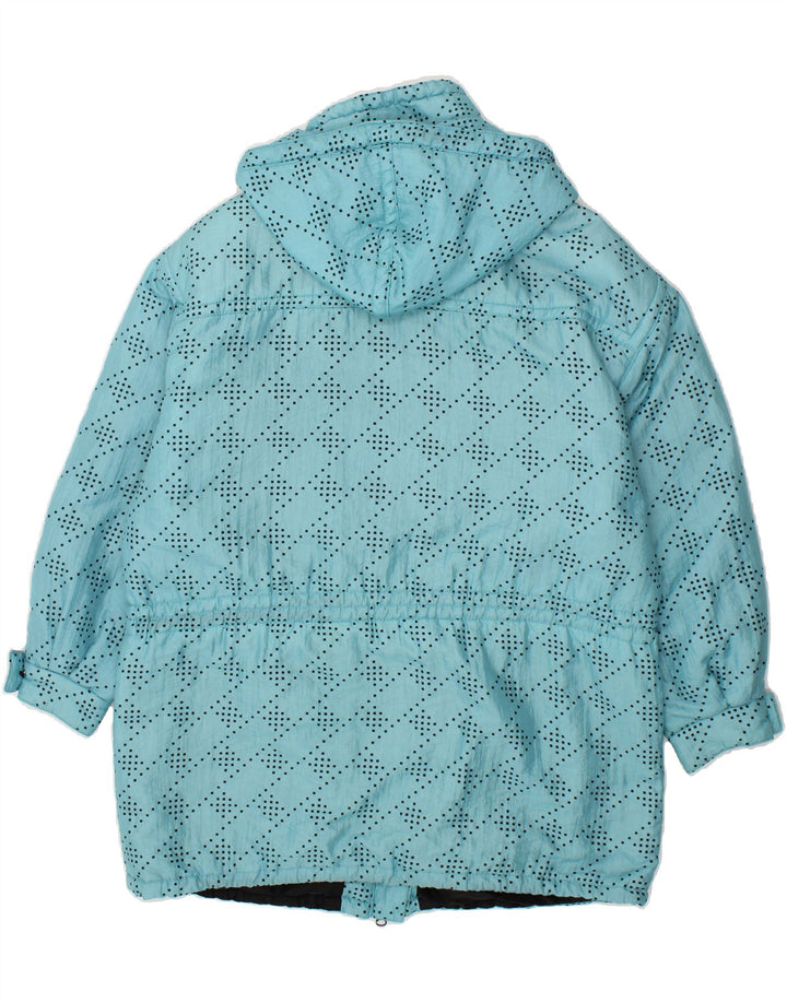 VINTAGE Womens Hooded Windbreaker Coat EU 40 Medium Blue Spotted Vintage Vintage and Second-Hand Vintage from Messina Hembry 