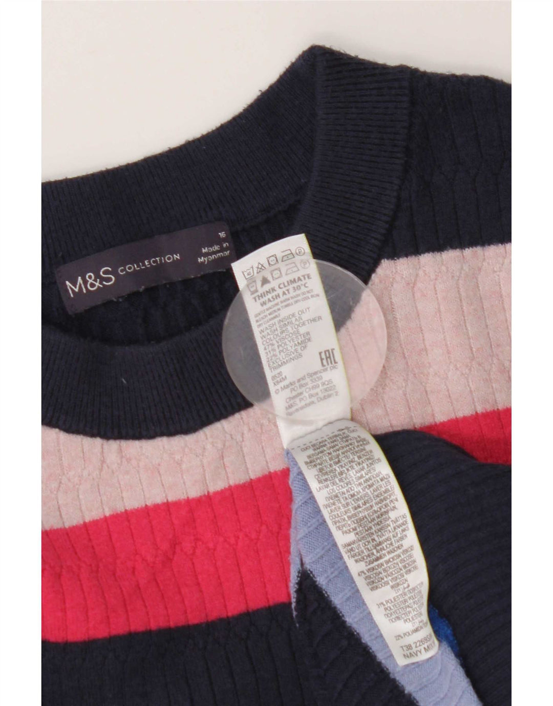 Marks & Spencer Womens Crew Neck Jumper Sweater UK 16 Large Multicoloured