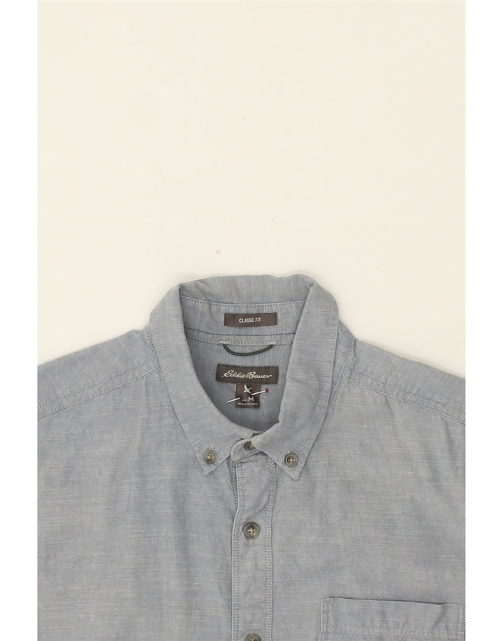 EDDIE BAUER Mens Classic Fit Short Sleeve Shirt Medium Blue Cotton Vintage Eddie Bauer and Second-Hand Eddie Bauer from Messina Hembry 