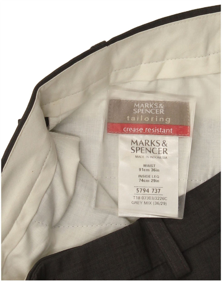 Marks & Spencer Mens Pegged Suit Trousers W36 L29 Grey Polyester