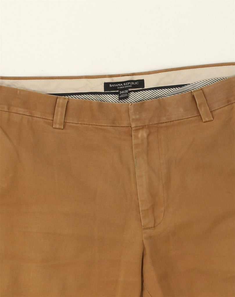 BANANA REPUBLIC Mens Aiden Straight Chino Trousers W34 L30 Beige Cotton | Vintage Banana Republic | Thrift | Second-Hand Banana Republic | Used Clothing | Messina Hembry 