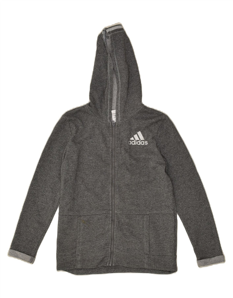 ADIDAS Girls Zip Hoodie Sweater 14-15 Years XL Grey Cotton | Vintage Adidas | Thrift | Second-Hand Adidas | Used Clothing | Messina Hembry 