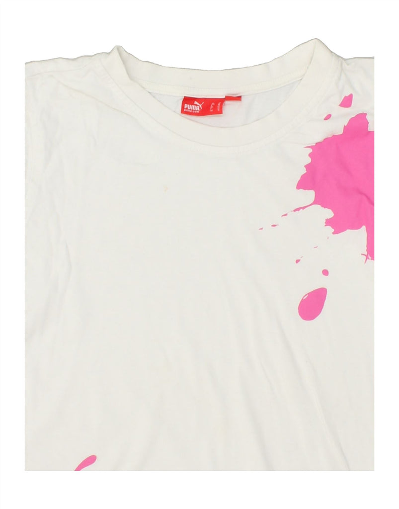 PUMA Womens T-Shirt Top UK 12 Medium White | Vintage Puma | Thrift | Second-Hand Puma | Used Clothing | Messina Hembry 