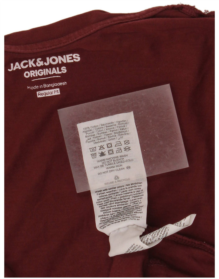 Jack & Jones Mens Regular Fit Graphic T-Shirt Top Small Maroon Cotton