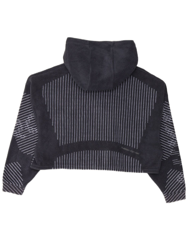 Nike Womens Therma-Fit Fleece Hoodie Jumper UK 14 Medium Navy Blue Striped