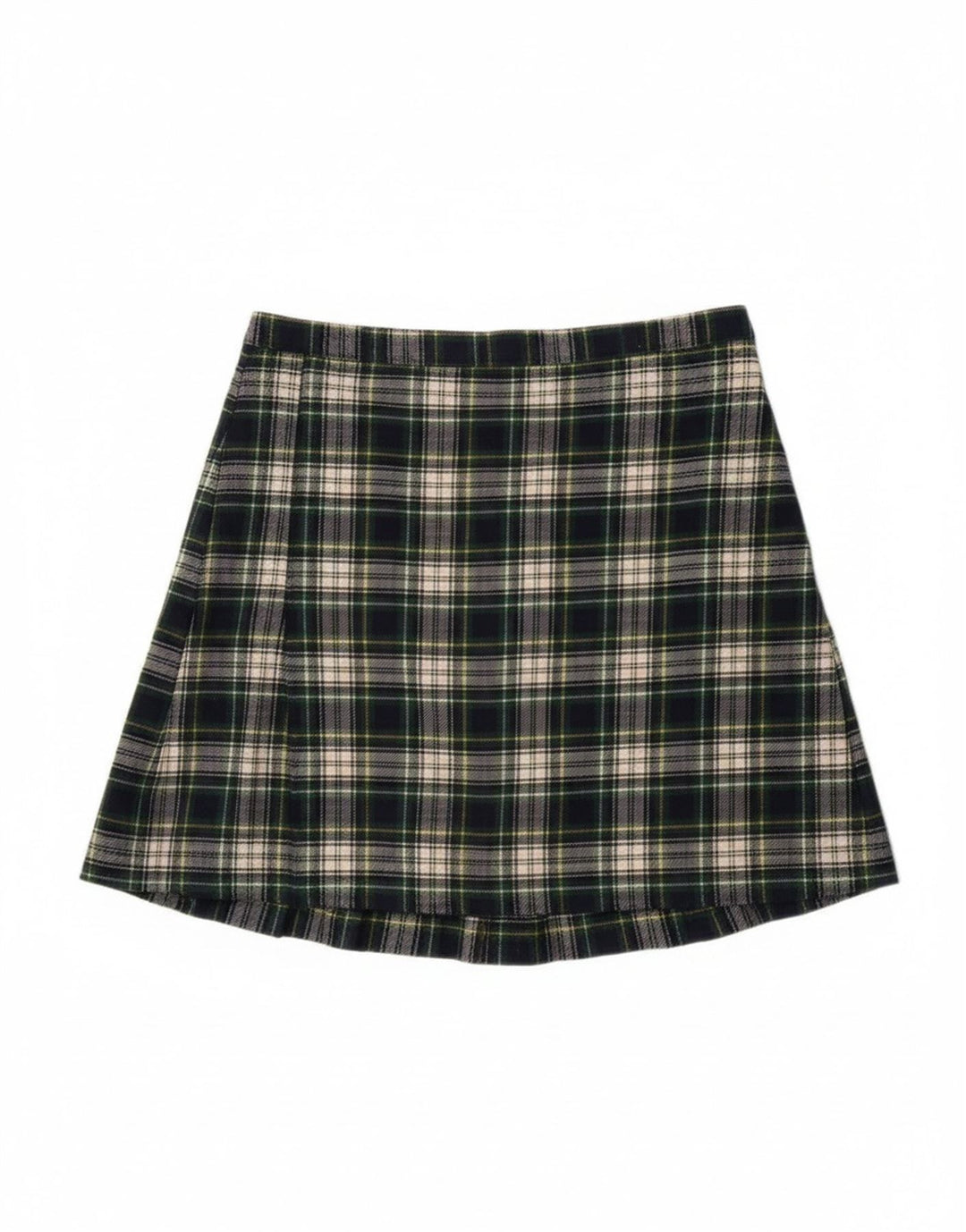 Vintage Womens Mini Wrap Skirt W28 Medium Green Plaid